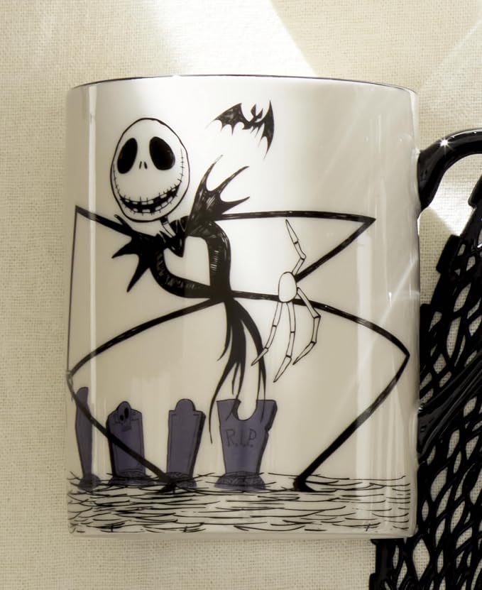 Lenox Nightmare Before Christmas Porcelain Halloween Mug Set for 4 | dishwasher safe, microwave safe | gift for nightmare before christmas fans | 4.5 inch, 16oz, coffee mug