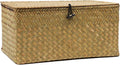 Seagrass Wicker Storage Basket with Lid, X-Large, Natural | Extra Large Box, Shelf Organizer, Rectangular Woven Bin, Multipurpose Home Storage, Natural Decor, 14.3 x 9.4 x 6.9
