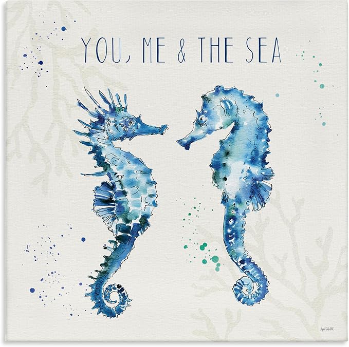 Stupell Industries 'You Me & Sea Quote Seahorse'| Canvas Art | Stupell Industries | 30 x 30 Inches, Easy to Hang and Sturdy, Made in USA, by Anne Tavoletti