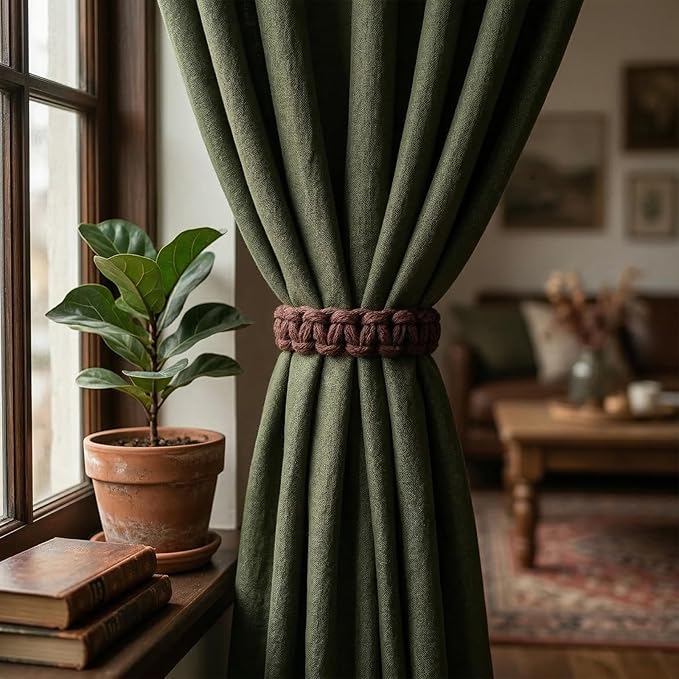 Ptwola 4 Pack Braided Curtain Tiebacks Boho Elegant Rustic Curtain Holdbacks - Image 6