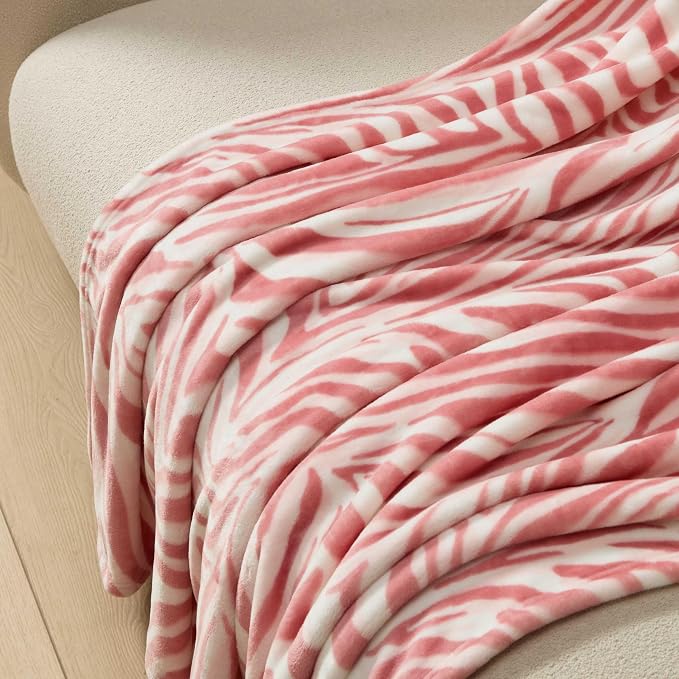 Betsey Johnson - Oversized Plush Throw Blanket, 50" x 70", Soft Throw Blanket for Couch or Bed, Cozy Bedding for Year Round (Wild Zebra Pink)