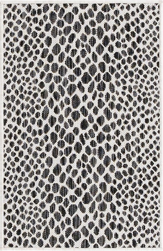 Unique Loom Outdoor Collection Area Rug - Cape Town (2' x 3' 1" Rectangle, Black/ Ivory)