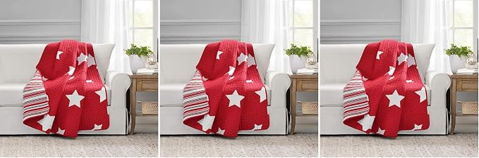 Lush Decor, Red Star Throw Blanket, 50" x 60" (Pack of 3)