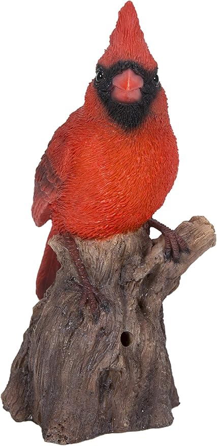 Tocca Hi-Line Gift Motion Activated Singing Cardinal Standing ON Stump, Red
