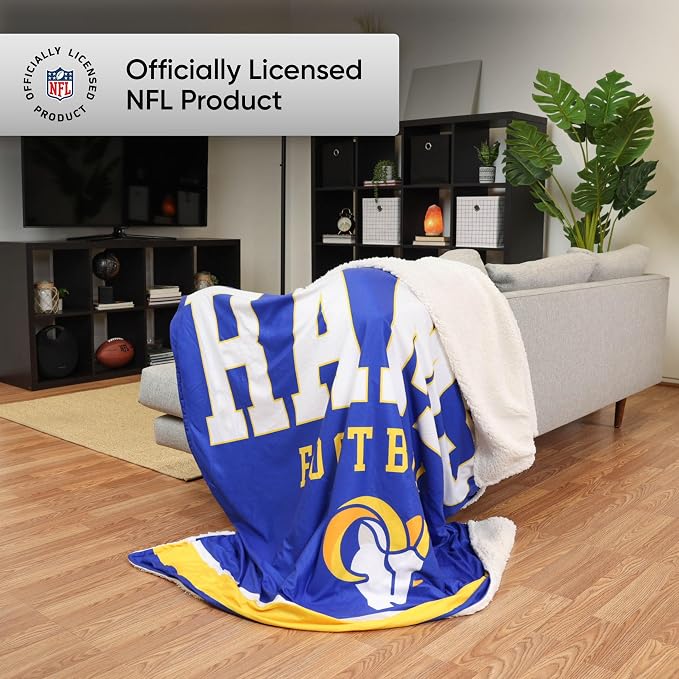 FOCO Los Angeles Rams NFL Team Property Of Sherpa Fleece Blanket
