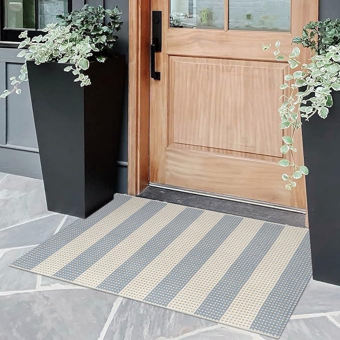 OJIA Front Door Mats Outside Entrance 24"x36" Front Porch Rug Outdoor Decor | Machine Washable Indoor Outdoor Rugs Doormat Cotton Woven Entry Rug Striped Small Area Rug for Farmhouse/Home Entrance Decor