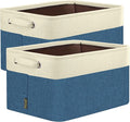 BALEINE 2 Pack Fabric Closet Storage Bins for Shelves, Linen Closet Organizers and Storage, Decorative Baskets for Organizing, Shelf, Clothes, Home, Office (Navy Blue, 12"x8"x8")