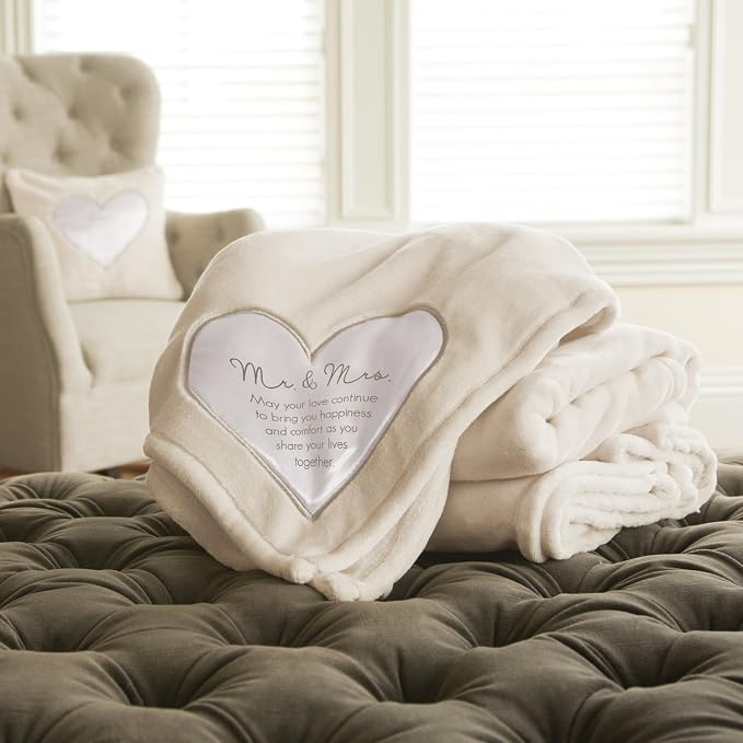 Pavilion Gift Company - The Comfort Blanket 19527 Soft Blanket Mr & Mrs Thick Warm Royal Plush Throw Blanket