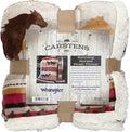Carstens, Inc. Wrangler Running Horse Country Sherpa Fleece Throw Blanket, Brown, One Size