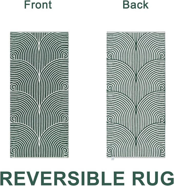 Tiffasea Kitchen Runner Rug 2'x4.3' Washable Small Area Rug Bathroom Rug | Reversible Farmhouse Throw Rug Green Bathroom Rug Runner Modern Entry Front Door Mat Carpet Runner for Foyer Bedroom Entryway