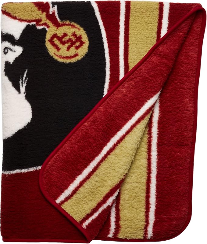 Officially Licensed NCAA Jersey Sherpa on Sherpa Throw Blanket, 50" x 60", Multi Color