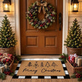 Tinideya 2 Pcs Door Mat Welcome Non Slip Coir Mats Floor Layering Doormats Seasonal for Front Porch Entryway Decor(Christmas)