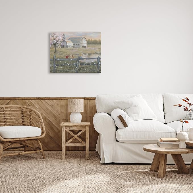 Stupell Industries 'Blossoming Trees Country Farm', Canvas Art, 30 x 24 Inches, Easy to Hang and Sturdy, Made in USA, by Pam Britton | Stupell Industries | 30 x 24 Inches, Easy to Hang and Sturdy, Made in USA, by Pam Britton