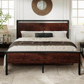 Allewie Queen Size Bed Frame, Heavy Duty 12 Metal Slats Support, Mahogany | Wooden Headboard and Footboard, Modern Platform Bed, No Box Spring Needed, Under-Bed Storage, Noise Free, Easy Assembly