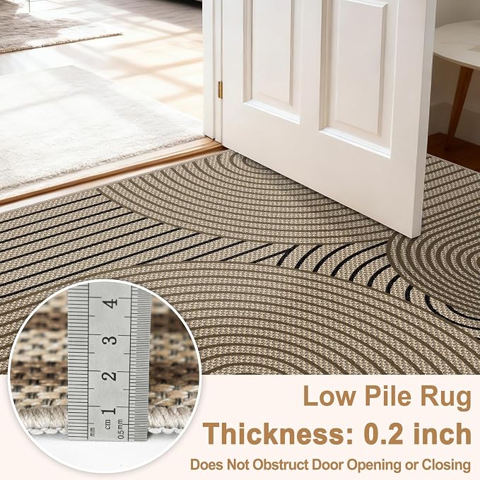 Faux Jute Rugs for Entryway, 3' x 5' Indoor Outdoor Rug, Washable Ultra-Thin Non-Slip Area Rug for Foyer, Backdoor, Living Room, Kitchen, Bedroom, Balcony