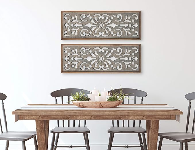 Kate and Laurel Palmares Rustic Decorative Wall Panel, 12 x 31.5, Rustic Gray and Brown, Farmhouse Lattice Panel Decor for Wall