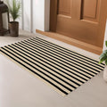 LEEVAN Outdoor Door Mat 2'x3' Washable Welcome Mat Woven Black and White Entryway Rug Farmhouse Front Porch Decor Outside Entrance Striped Outdoor Floor Mats