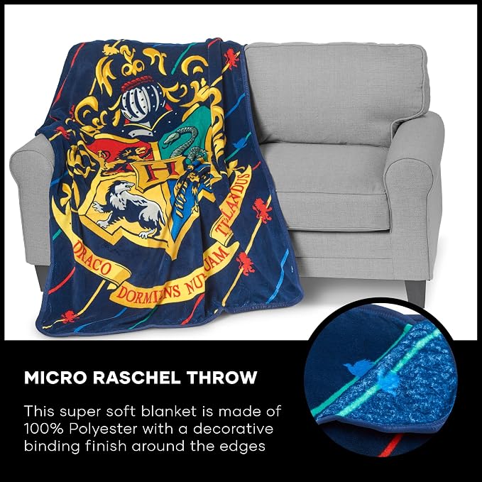 Northwest Harry Potter Micro Raschel Throw Blanket, 46" x 60", House Pinstripes