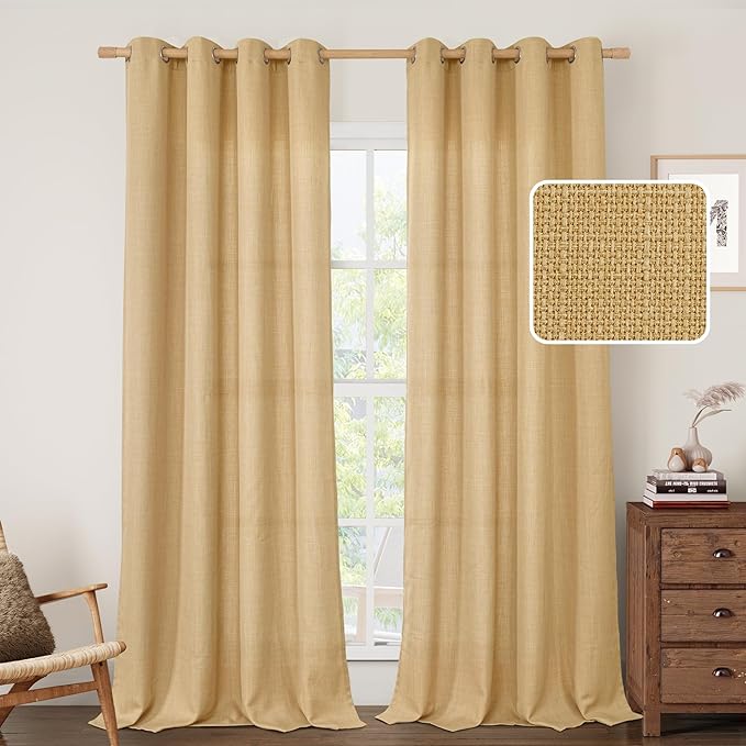 LAMIT Caramel Brown Linen Curtains by LAMIT