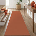 IOHOUZE Washable Runner Rug 2.6x8 Non Slip Rubber Backed Wide Hallway Runner Entryway Runner Indoor, Kitchen Rugs Woven Cotton Floor Carpet for Hall Entrance Bedroom, Burnt Orange/Tan