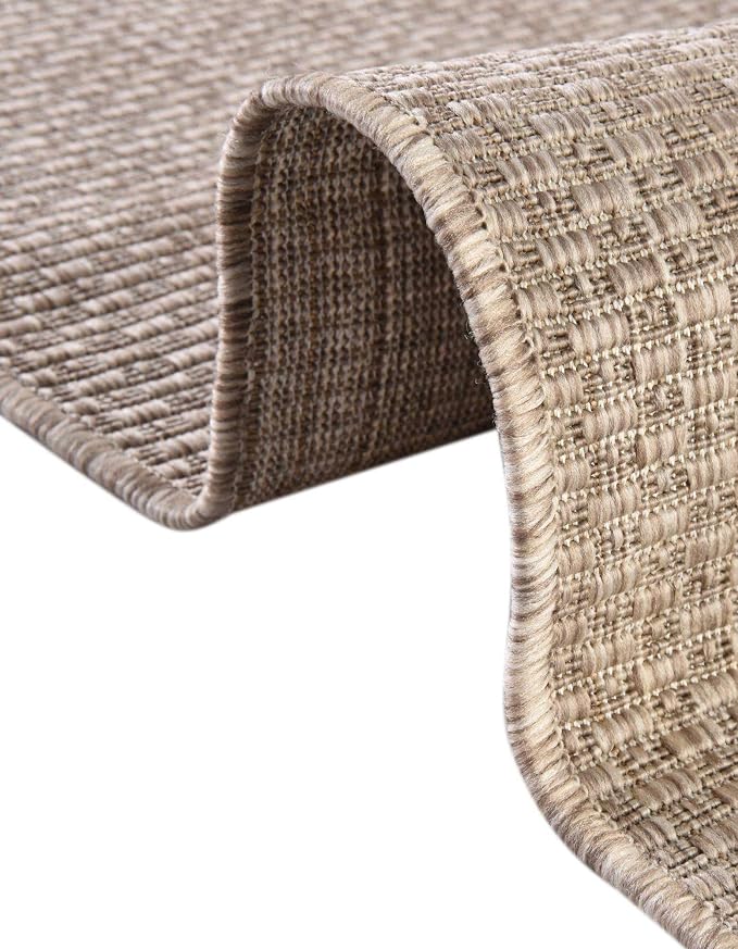 Unique Loom Collection Casual Transitional Solid Heathered Indoor/Outdoor Flatweave Area Rug (2' 2" x 3' 7" Hearth, Beige/Ivory)