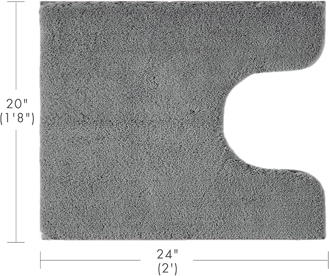 Madison Park Marshmallow Super Soft Toilet Rug, Contour, Grey | Non slip Backing, Spa Quality Luxurious Plush Bath Rug for Bathroom, Quick Dry, OEKO TEX, U Shaped