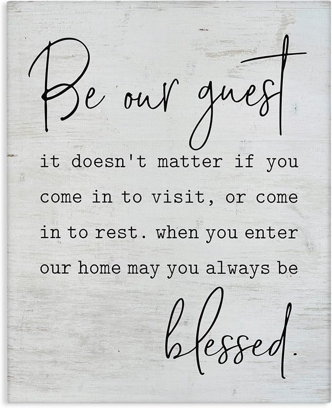 Stupell Industries 'Be Our Guest Family Welcome', Canvas Art, 16 x 20 Inches, Easy to Hang and Sturdy, Made in USA, by Lettered and Lined