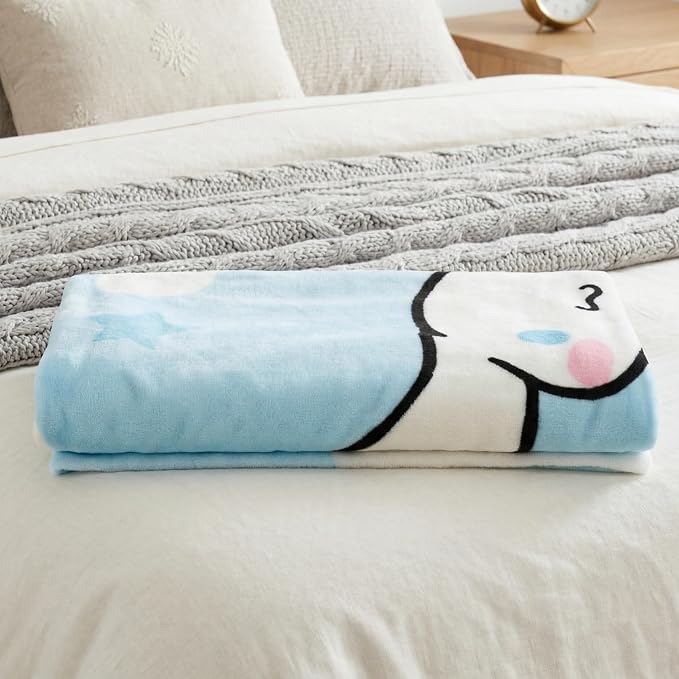Franco Cinnamoroll Bedding Super Soft Cozy Blanket, 62 in x 90 in, Kawaii Collectible Gift, (Officially Licensed Product)