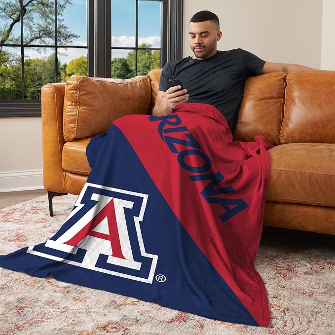 Northwest NCAA Silk Touch Throw Blanket, Ultra Soft Plush Polyester, Lightweight Warm Decorative Fan Gift, 46 x 60 in