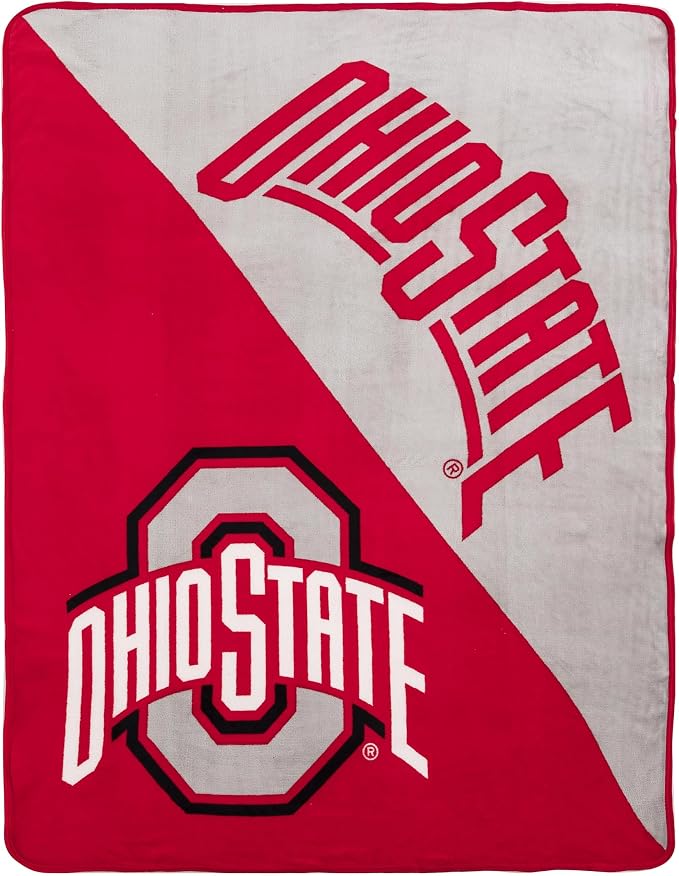 Northwest NCAA Ohio State Buckeyes Unisex Micro Raschel Throw Blanket, 46 x 60 Inches, Halftone Design, Soft Fan Blanket