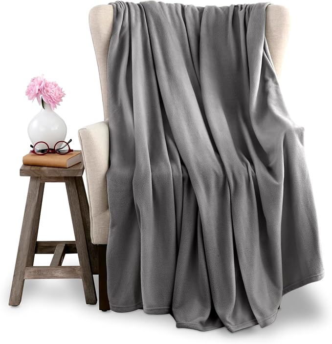 King Size Microfleece Blanket | All-Season Comfort | Supersoft Lightweight Throw Blanket | Plush Throw for Bed, Couch or Sofa | Travel and Pet-Friendly