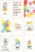 Better Office Products Happy Birthday Cards, 99-Pack, 4 x 6, Fun & Chic Hand Drawn Designs on Heavyweight Textured Cardstock, for All Ages, Blank Inside, with 99 Envelopes