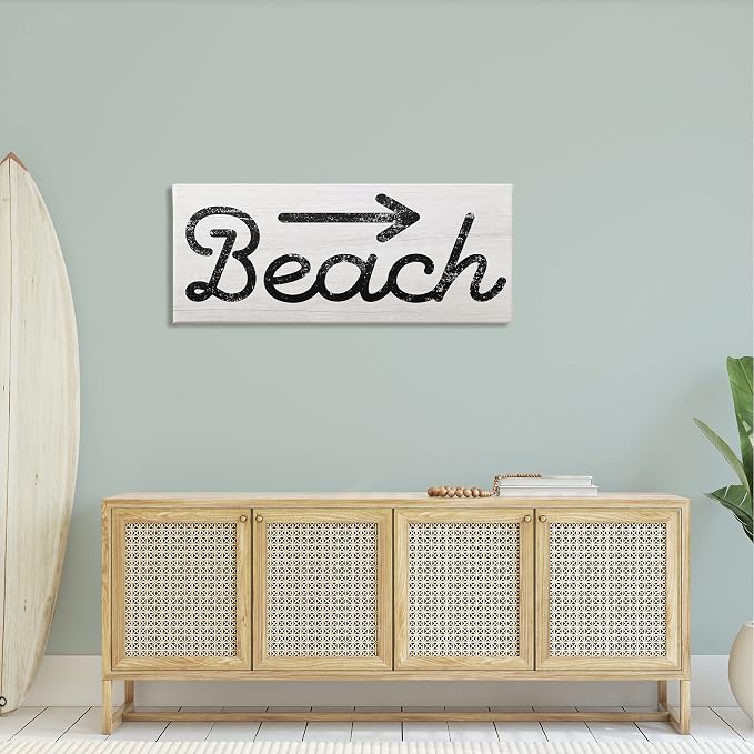 'Weathered Beach Direction Sign Rustic Arrow'| Canvas Art | Stupell Industries | 48 x 20 Inches, Easy to Hang and Sturdy, Made in USA, by Lil' Rue