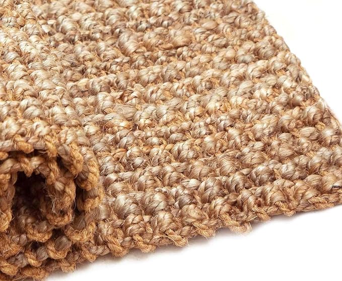 IRONGATE Jute Handspun Area Rug - Premium Jute Handwoven Reversible Chunky Textured Tan Beige Neutral Throw Accent Rug Carpet - Rustic Farmhouse Living Room Bedroom Den Study Décor -7'6"x9'6" Natural