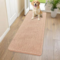 Smiry Dog Door Mat for Muddy Paws 59x20, Absorbent Dirt Trapper, Non-Slip Washable Chenille Entryway Rug for Inside Floor, Peach, Classic Solid
