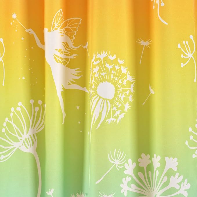 Lush Decor Dandelion Fairy Ombre Window Curtain Panel, Pair, 52"W x 84"L, Pastel Rainbow - Whimsical Floral Fantasy Curtains for Kids Room