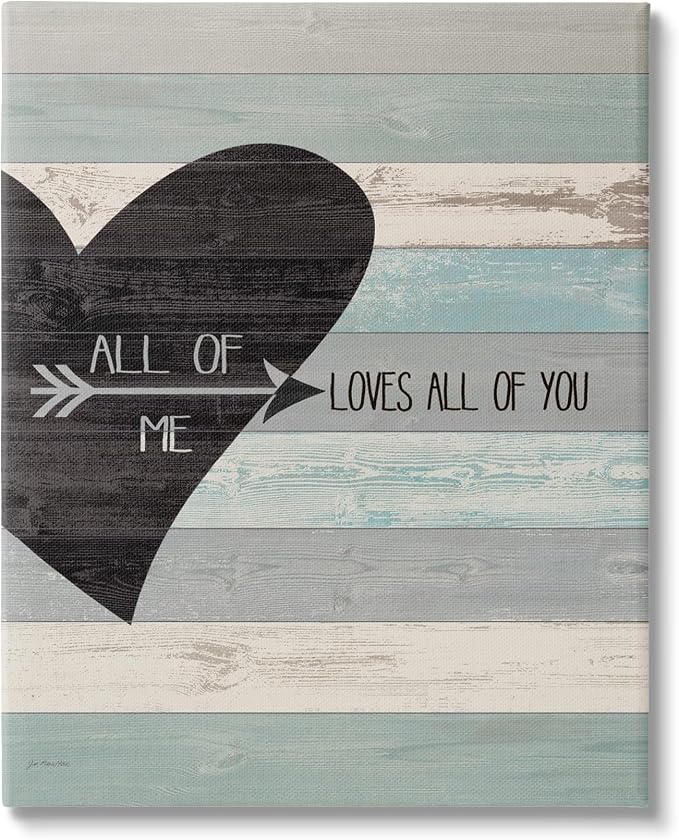 Distressed Heart Love Phrase, 30 x 40 Inch Canvas Wall Art | Stupell Industries · By Jo Moulton · Ready to hang · Great gift for romantic decor · Made in USA