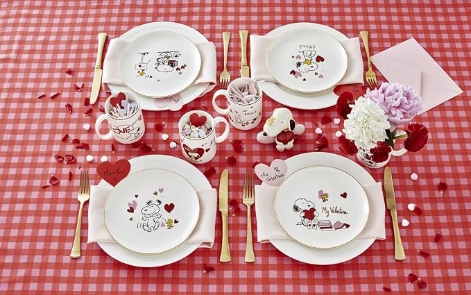 Lenox Peanuts Snoopy Love Valentine's Day Figurine | hand-painted ivory china with gold accents | 4.75 inch height | collectible gift for snoopy fans, gift for women