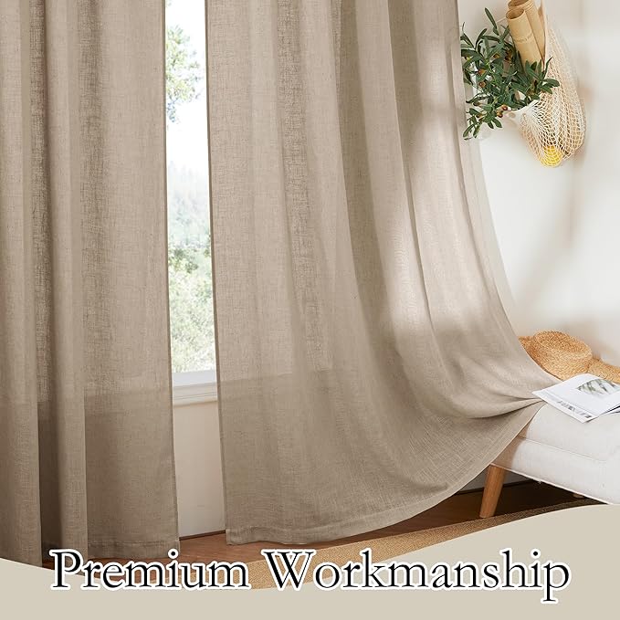 RYB HOME Long Linen Curtains 96 inches Long - Image 6