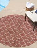 Unique Loom Outdoor Trellis Collection Area Rug - Trellis (Round 13' 0" x 13' 0", Rust Red/ Ivory)