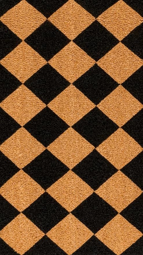JONATHAN Y Natural Coir Indoor/Outdoor Runner Rug 3X6 Natural/Black Geo, Peater Classic Casual Commerical Doormat Ideal for Door Entrance, Patio, Porch, Backyard, Garages NRF111A-36