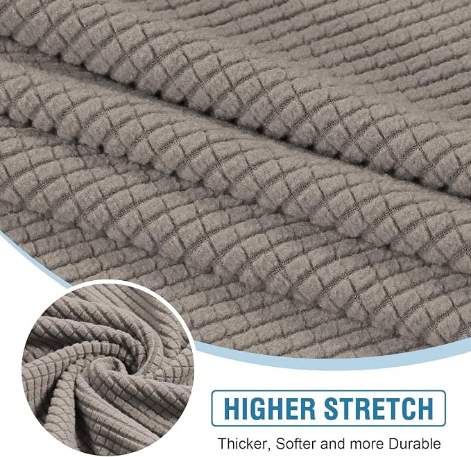 H.VERSAILTEX Sectional Couch Covers 1 Piece Chaise Slipcover L Shape Separate Cushion Couch Cover for Both Left/Right Sectional Couch (Seat Only: 1 Chaises, Taupe)