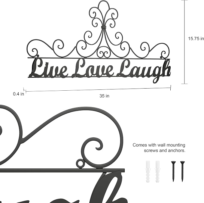 Metal Cutout-Live Laugh Love Decorative Wall Sign-3D Word Art Home Accent Décor-Modern Rustic or Vintage Farmhouse Style by Lavish Home