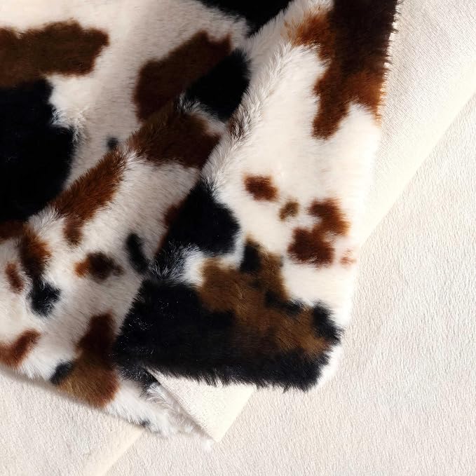 Wrangler - Blanket, Super Soft & Reversible Faux Fur Bedding, Yellowstone Inspired Throw Blanket for Couch or Bed (Spotted Cow Print Brown, 50" x 70")