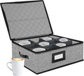 Quilted Mug Cup Storage Box,China Storage Containers | Cup Storage Containers Hard Shell with Lid for Moving Transport,Kichen Dinnerware Storage