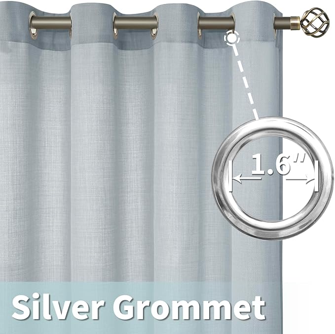 LAMIT Faux Linen Curtains for Bedroom, Grommet Thick Linen Drapes Light - Image 5