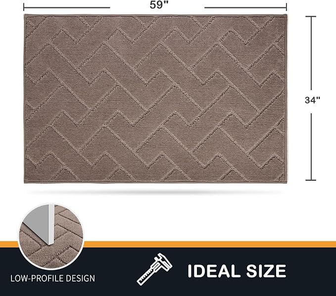 PURRUGS Dirt Trapping Door Mat 34" x 59", Non-Slip Machine Washable Entry Rug, Dog Doormat, Indoor Front Door Mat, Super Absorbent Entryway Rug for Muddy Shoes & Paws, Grayish Brown