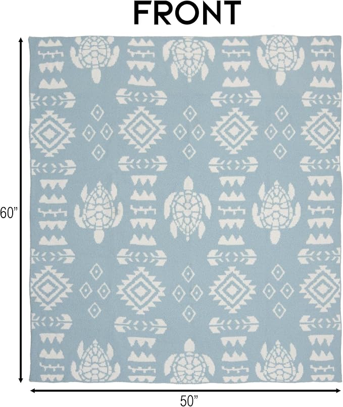 Carstens, Inc. Luxury Soft Stretchy Reversible Plush Throw Blanket, Large 50" x 60", Seaglass