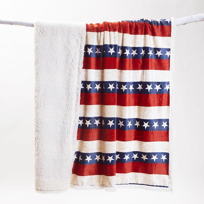Carstens, Inc. Ultra Premium Super Soft Plush Sherpa Fleece Oversized Throw Blanket 54" x 68", Americana