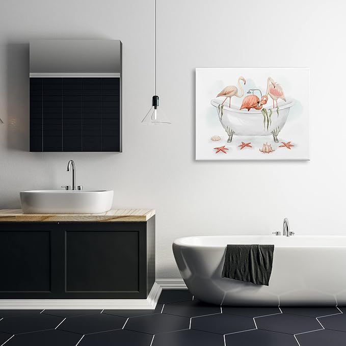 Stupell Industries Flamingo Trio Nautical Tub, 30 x 40 Inch Canvas Wall Art